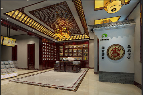 桂阳古朴典雅的中式茶叶店大堂设计效果图
